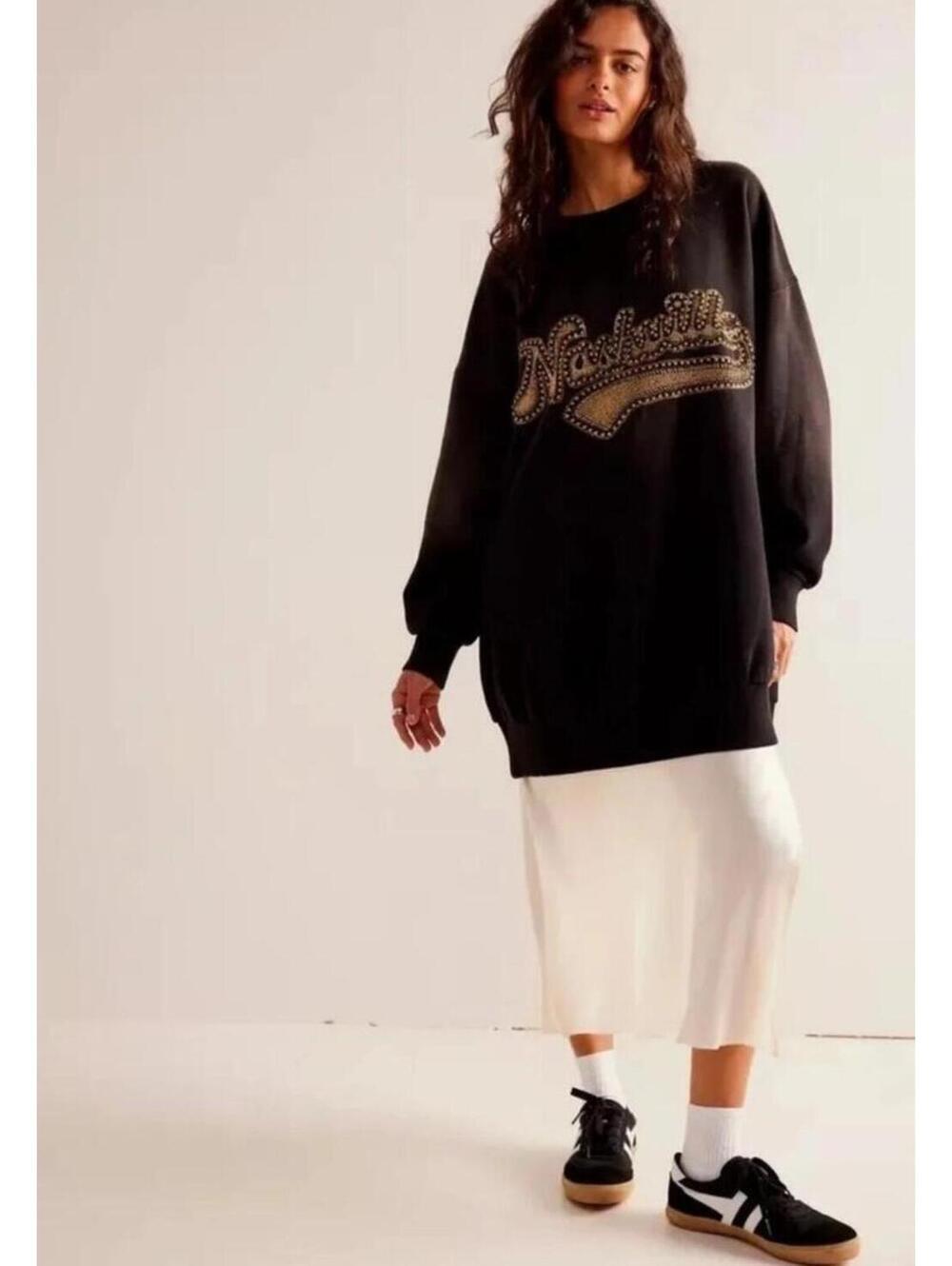 NWOT Free People x Bali Drifter Nashville Beaded/embellished oversize sweatshirt